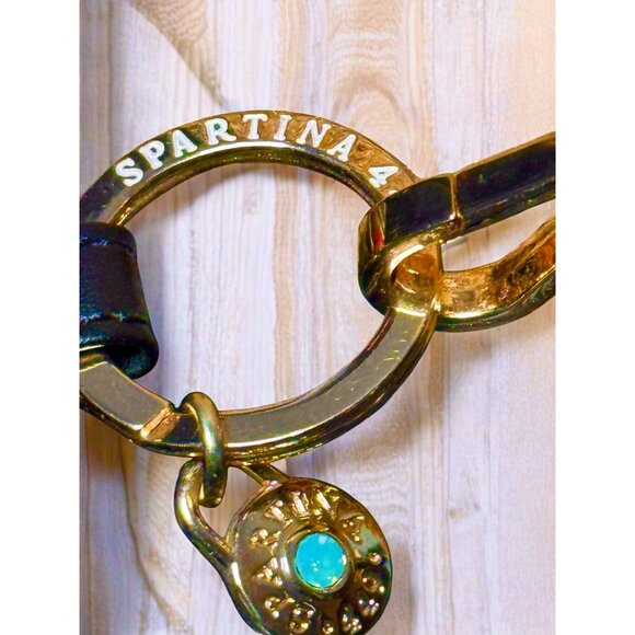 Spartina 449 Natural Linen & Leather ID Holder/Wallet With Keyring - Picture 7 of 8